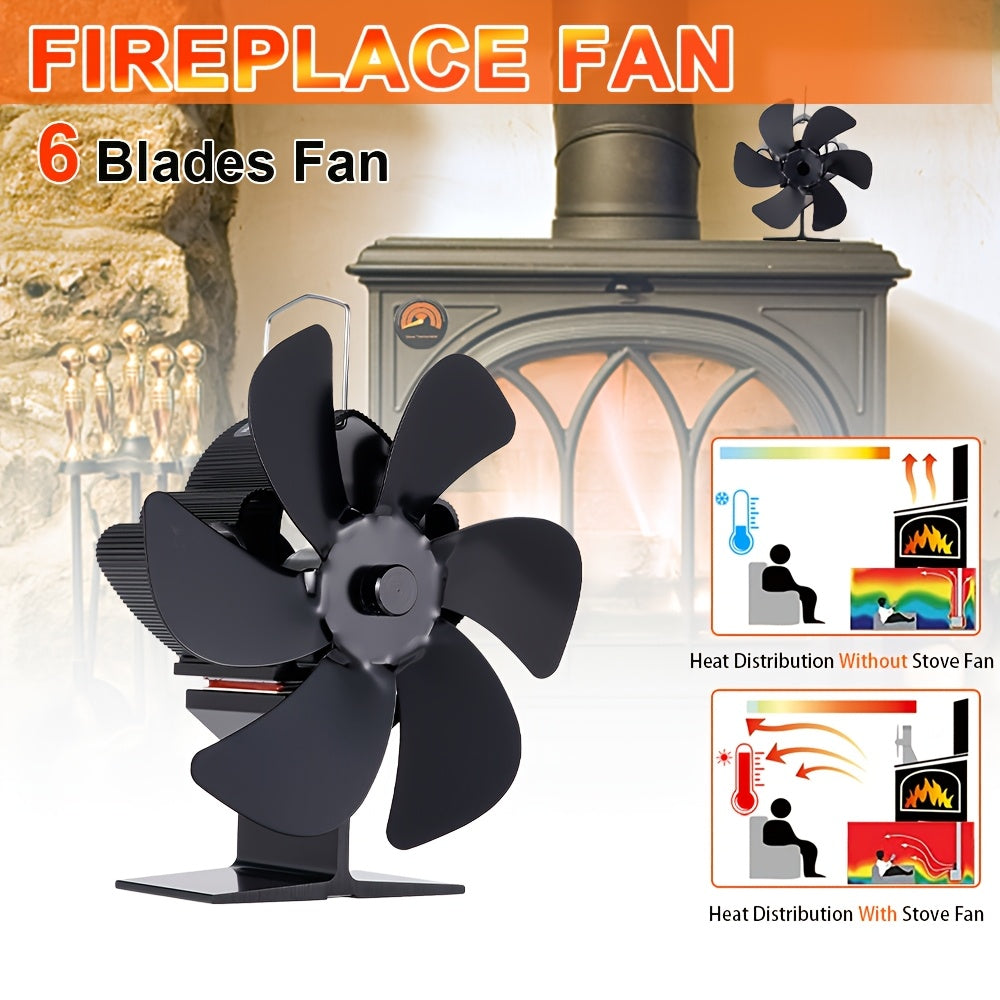 Ichki havo aylanishi uchun portativ alyuminiy issiqlik taqsimlash tizimi, elektr energiyasi talab qilinmaydi - Hormy 6-pichoqli pechka ventilyatori bilan tanishing.