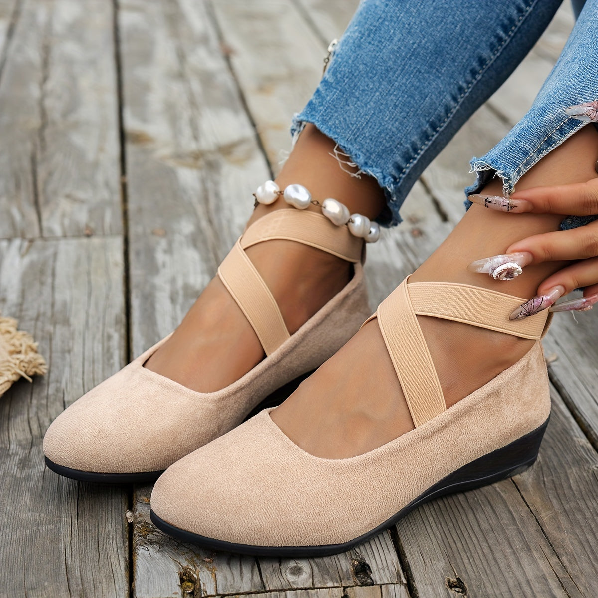 Женские балетки-лодочки на платформе с однотонным цветом, дышащий флис, универсальные для всех сезонов