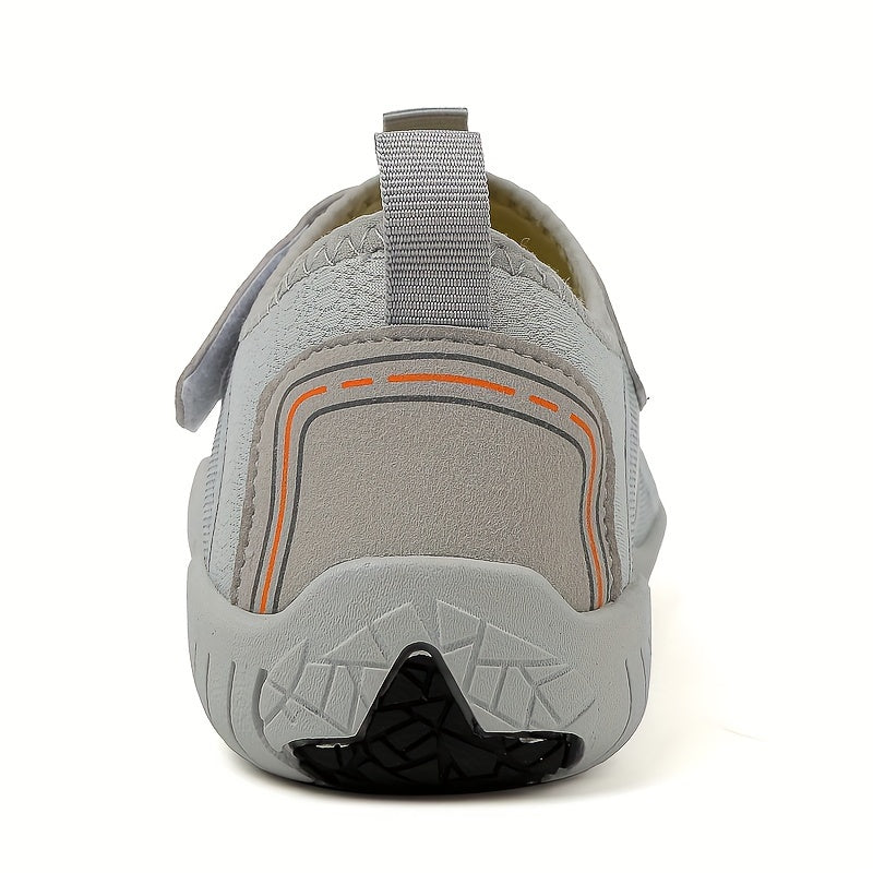 Men's Waterproof Striped Hiking Shoes Breathable Fabric Low Top Outdoor Casual