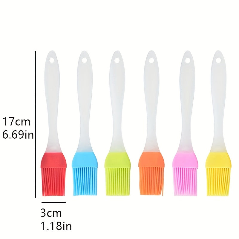 6-Pack Silicone Basting Brushes Food-Grade Heat-Resistant Multi-Color 17cm Kitchen Utensils