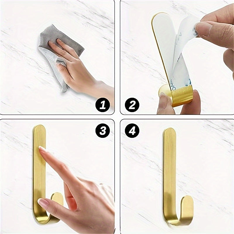 Set of 2 Brass Wall Hooks, Rust-Resistant Coat and Key Organizer