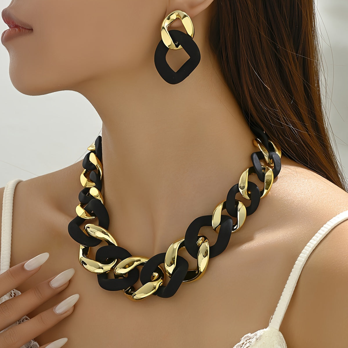 Women's Jewelry Set Acrylic Geometric Necklace and Earrings in Jelly Colors