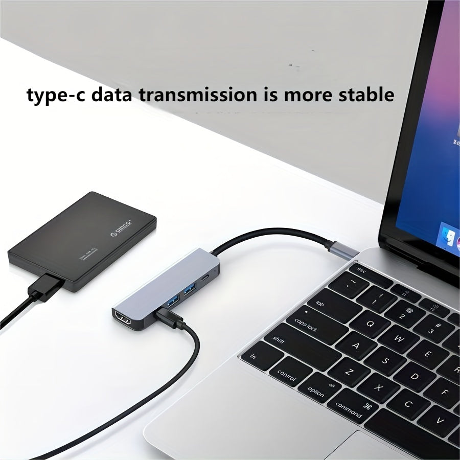 USB C Hub 5-in-1 with 4K HDMI, 100W Power Delivery, High-Speed USB for MacBook Samsung HP