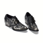 Women's Silver Brushed Retro British Style Ankle Boots with Flame Decoration