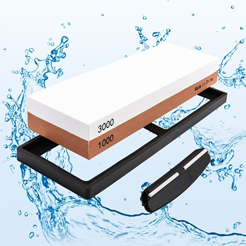 Kitchen Knife Sharpening Stone Set Dual Grit 1000/3000 for Kitchen Use