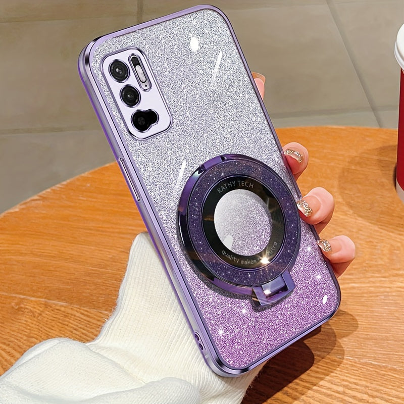 Magnetic Suction Phone Case for Redmi Series with Gradient Flash Powder Shockproof TPU