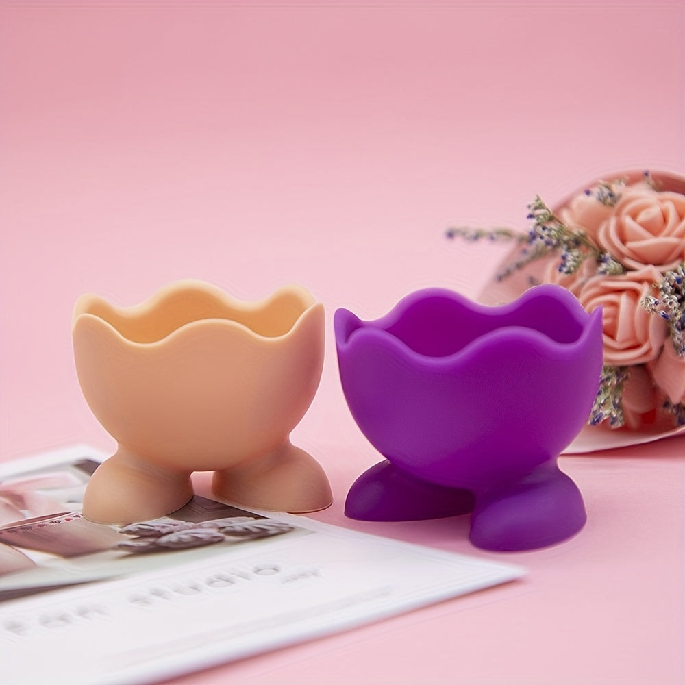 Яркий 3-набор мягких силиконовых подставок для яиц для кухни и столовой, декоративные подставки для вареных яиц, органайзеры для хранения на завтрак и бранч