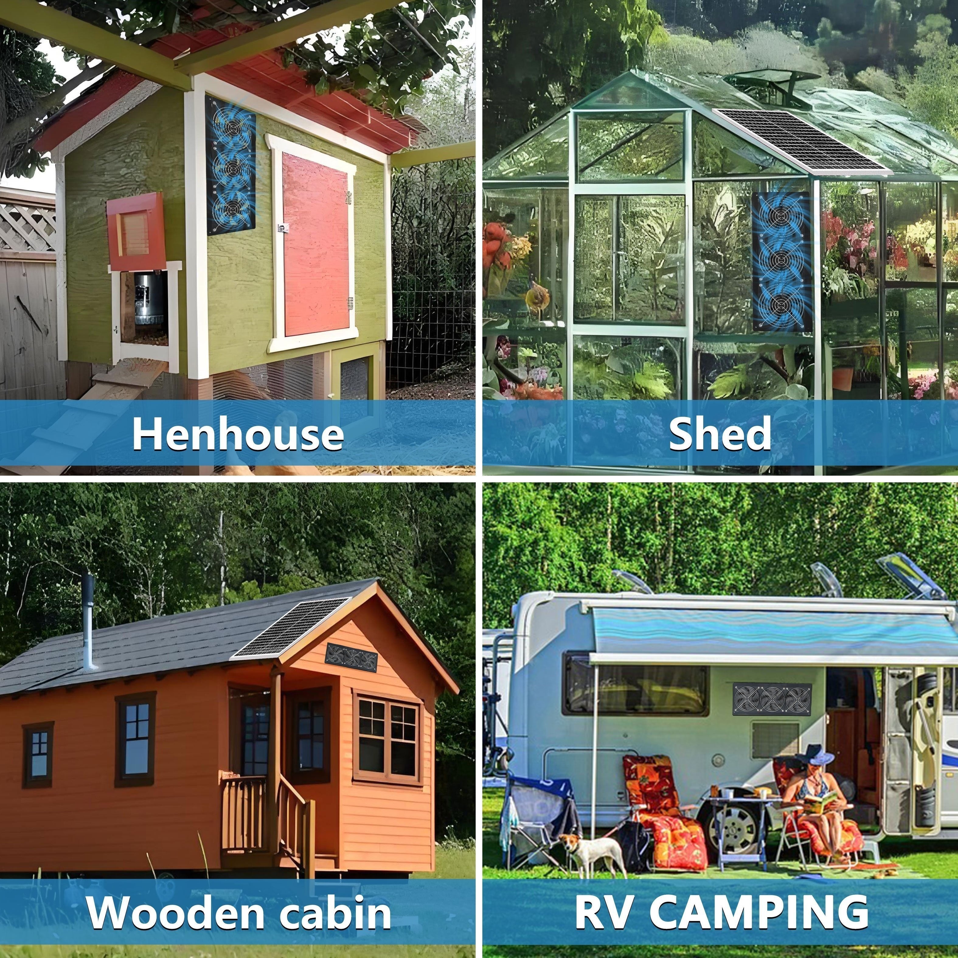 Portable 25W Solar Panel with Exhaust Fan Kit for Attic Shed RV Ventilation