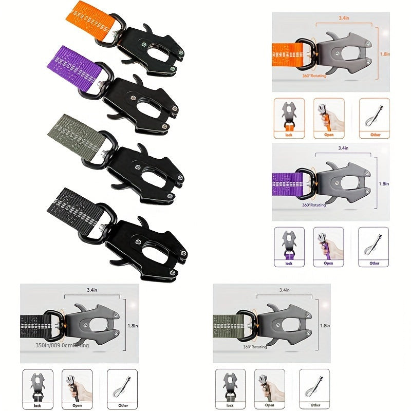 Durable Tactical Dog Leash with Quick Release Carabiner Reflective Nylon for Medium to Large Dogs