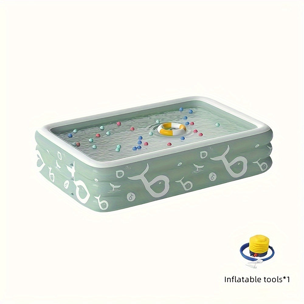 Inflatable Family Pool with Sunshade Slide and Foot Pump