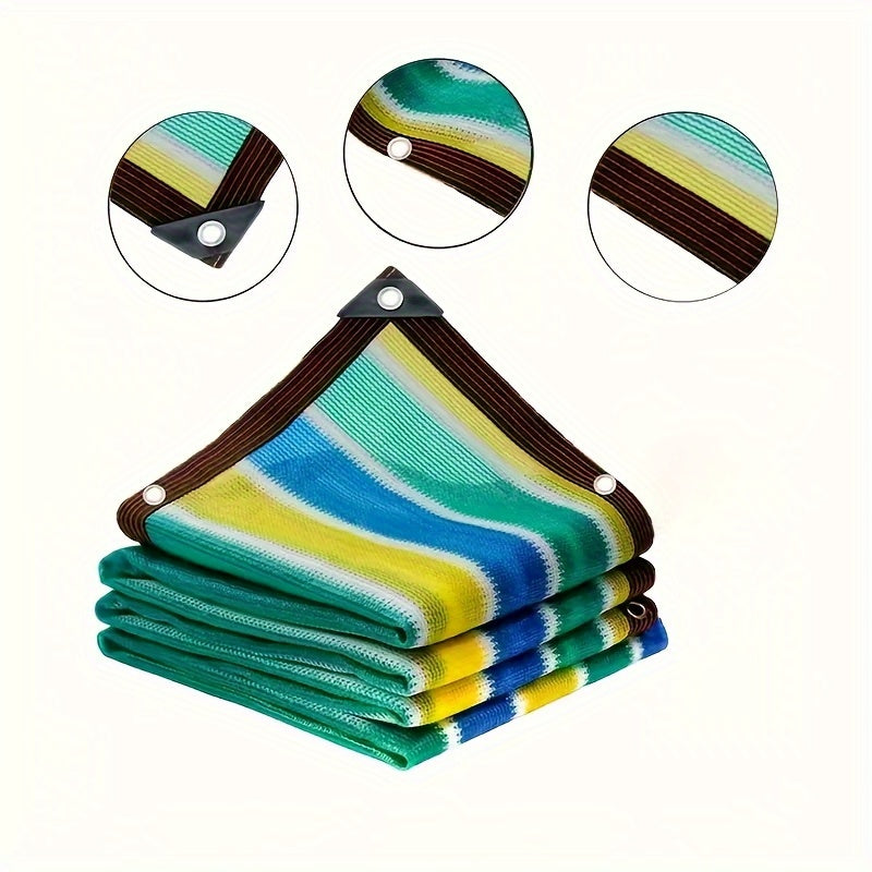 Colorful UV-Resistant Sunshade Net for Outdoor Patio Garden Polyethylene Striped Design