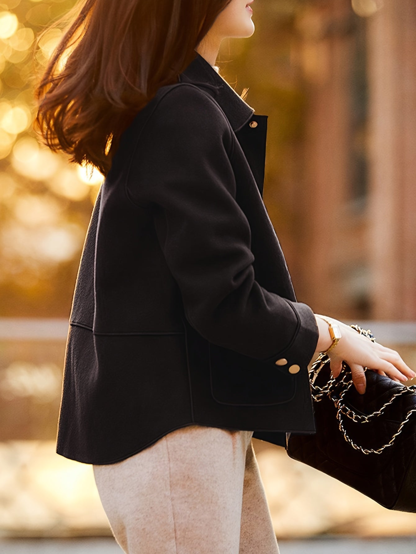 Women's Polyester Trench Coat Solid Color Long Sleeve Single-Breasted All-Season Outerwear