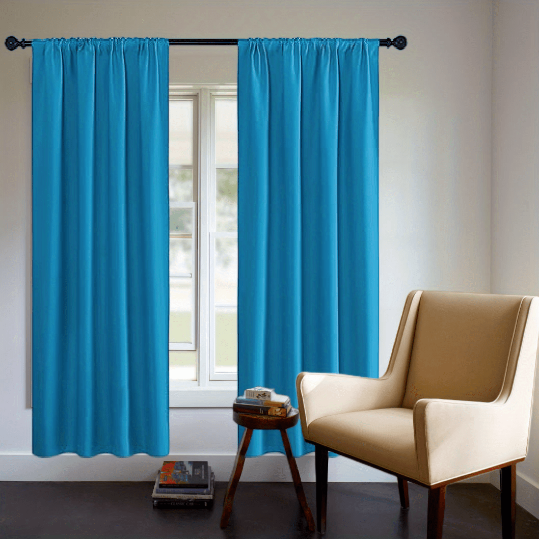 Blackout Curtain Panel Thick Rod Pocket Light Blocking Insulation Bedroom 200g