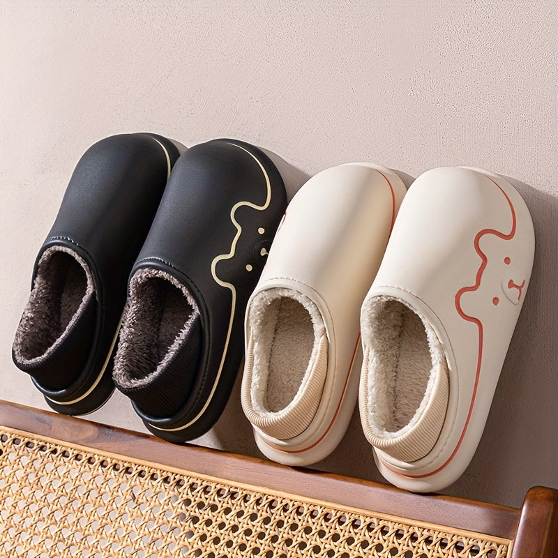 Women's EVA Slip-On House Shoes with Bear Face Design, Non-Slip Sole