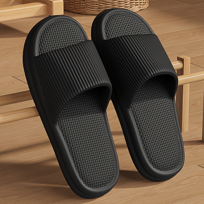 Plus Size 48-49 EVA Slides for Indoor Outdoor Non-Slip Quick-Dry Black