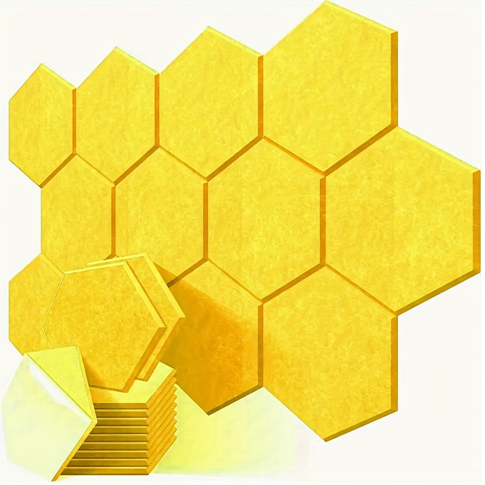 12-Pack Hexagonal Soundproof Foam Panels Self-Adhesive Flame Retardant Acoustic Wall Panels Noise Reduction Echo Control 30.48cm x 25.4cm