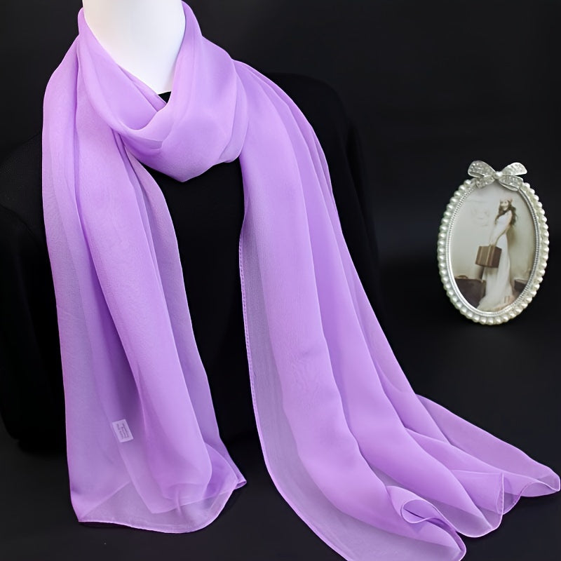 Ayollar uchun engil chiffon shalvar, bir xil ranglar, yupqa sharf, quyoshdan himoyalash, sayohat, plyaj uchun