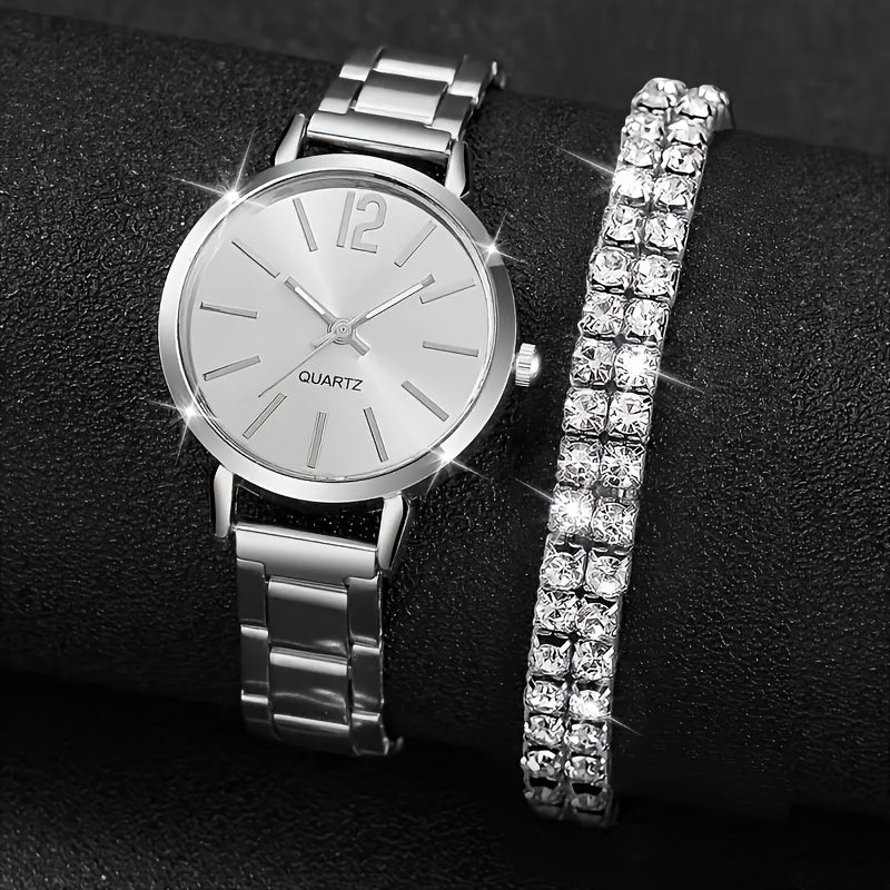 Six Ladies Quartz Watches and Bracelets Set Stainless Steel Zinc Alloy Casual Round Dial