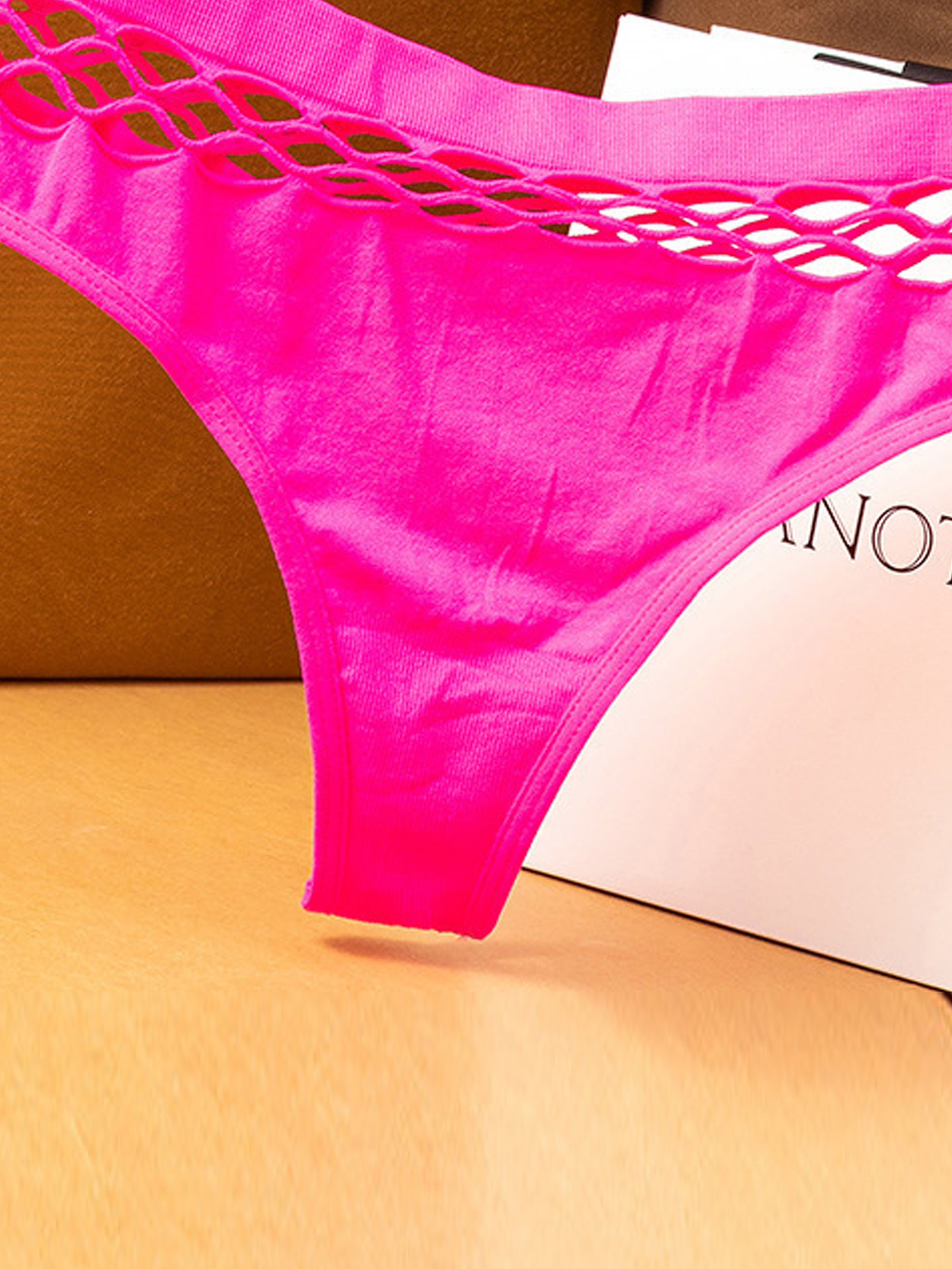 Women's Fishnet Thong Panties with High Elasticity and Butt-Lifting Design
