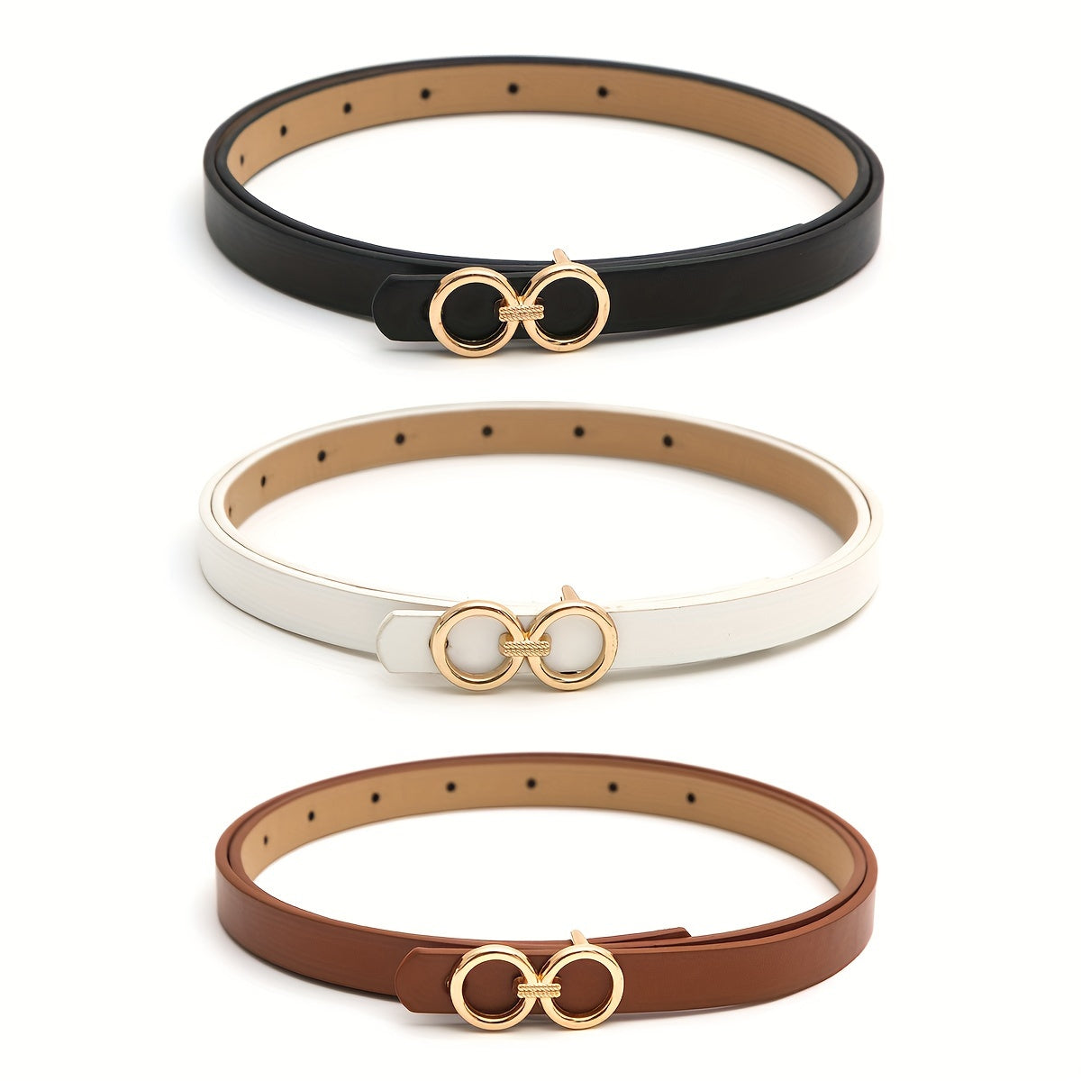 PU charmli charmli 3 ta belbog'lar to'plami ayollar uchun, bir xil rangli, kundalik kiyimlar uchun, jinsiy shimlar bilan mos keladi