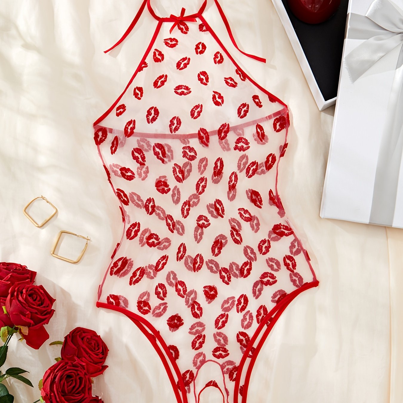 Women's Open-Back Bodysuit Sexy Lingerie Black Size S