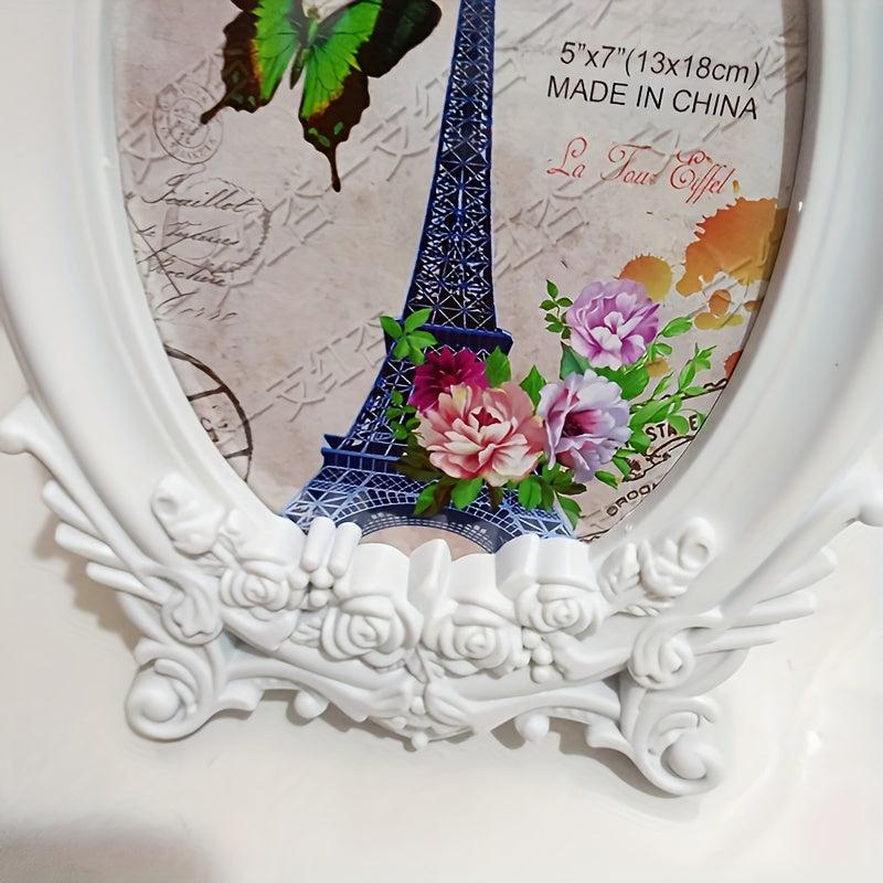 Белая пластиковая фоторамка для фотографий 12,7x17,78 см в винтажном орнаментальном стиле, настольное украшение