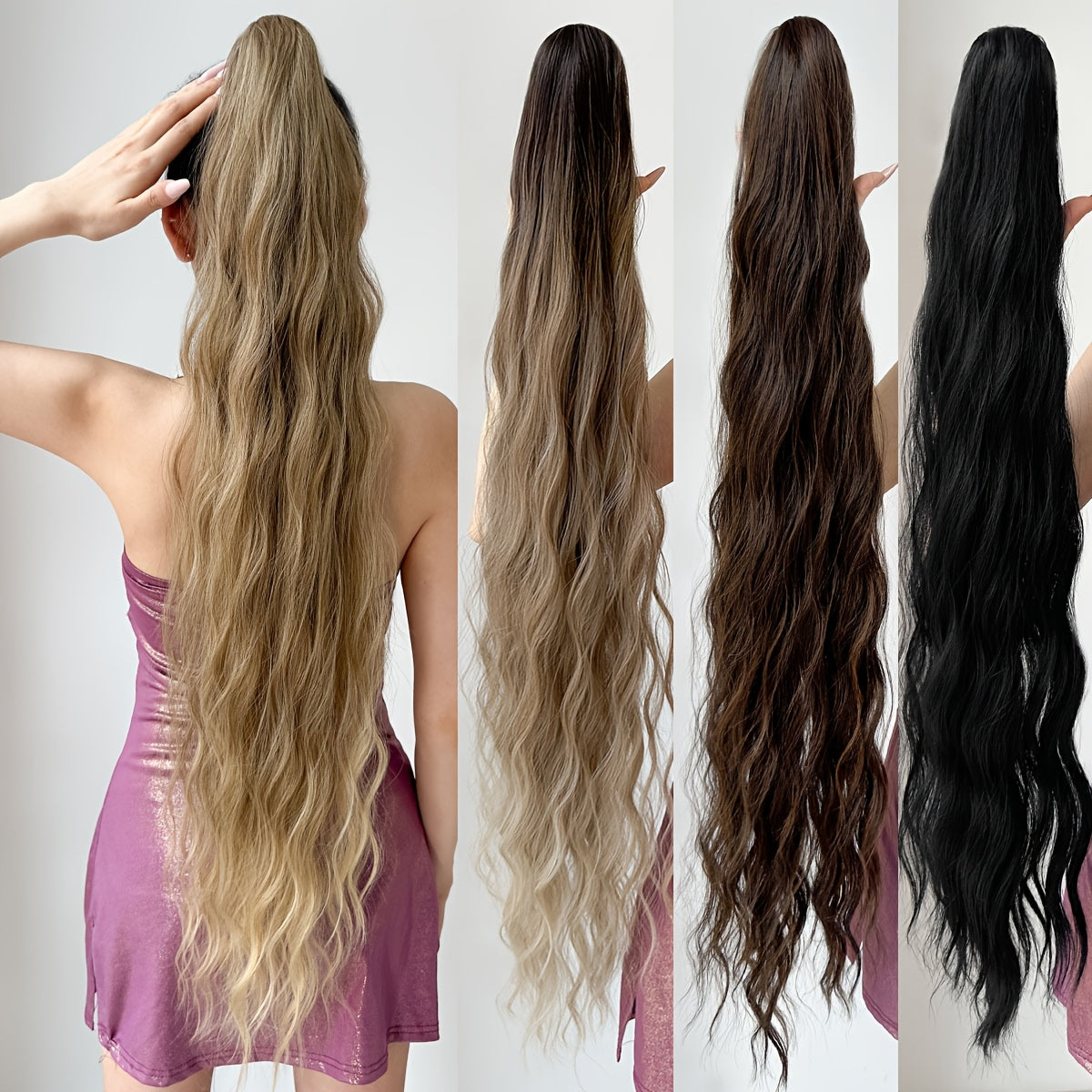 Ombre Water Wave Synthetic Ponytail Hair Extension for Women 81.28cm Heat Resistant