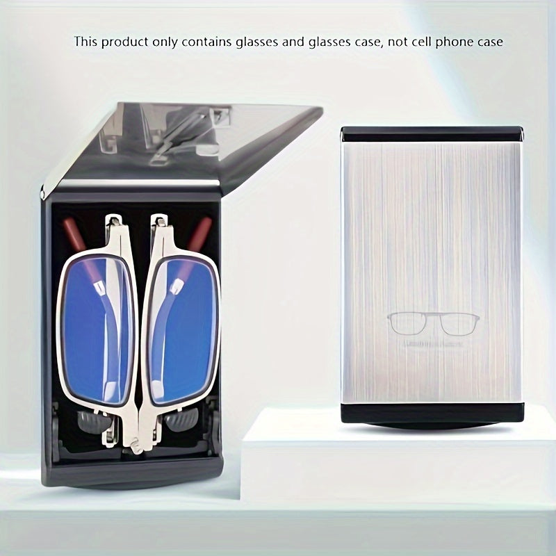 Foldable Reading Glasses with Smartphone Attachment Ultra-Thin Metal Frame Anti-Blue Light HD Lenses for Men Women