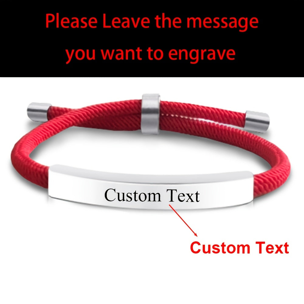 Shaxsiylashtirilgan Ism va Sana Nikel Qotishmasi Bilaguzuk - Sevishganlar Kuni yoki To'y Sovg'alari uchun Moslashtiriladigan va O'zgartiriladigan. Qizil, Kulrang, Qizil Sharob, Moviy, Yashil va Qora ranglarda mavjud. Moda ixlosmandlari uchun mukammal.