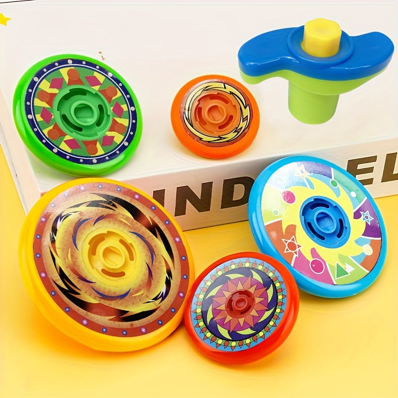 Set of 5 Multi-Color Spinning Tops for Stacking and Battle Games