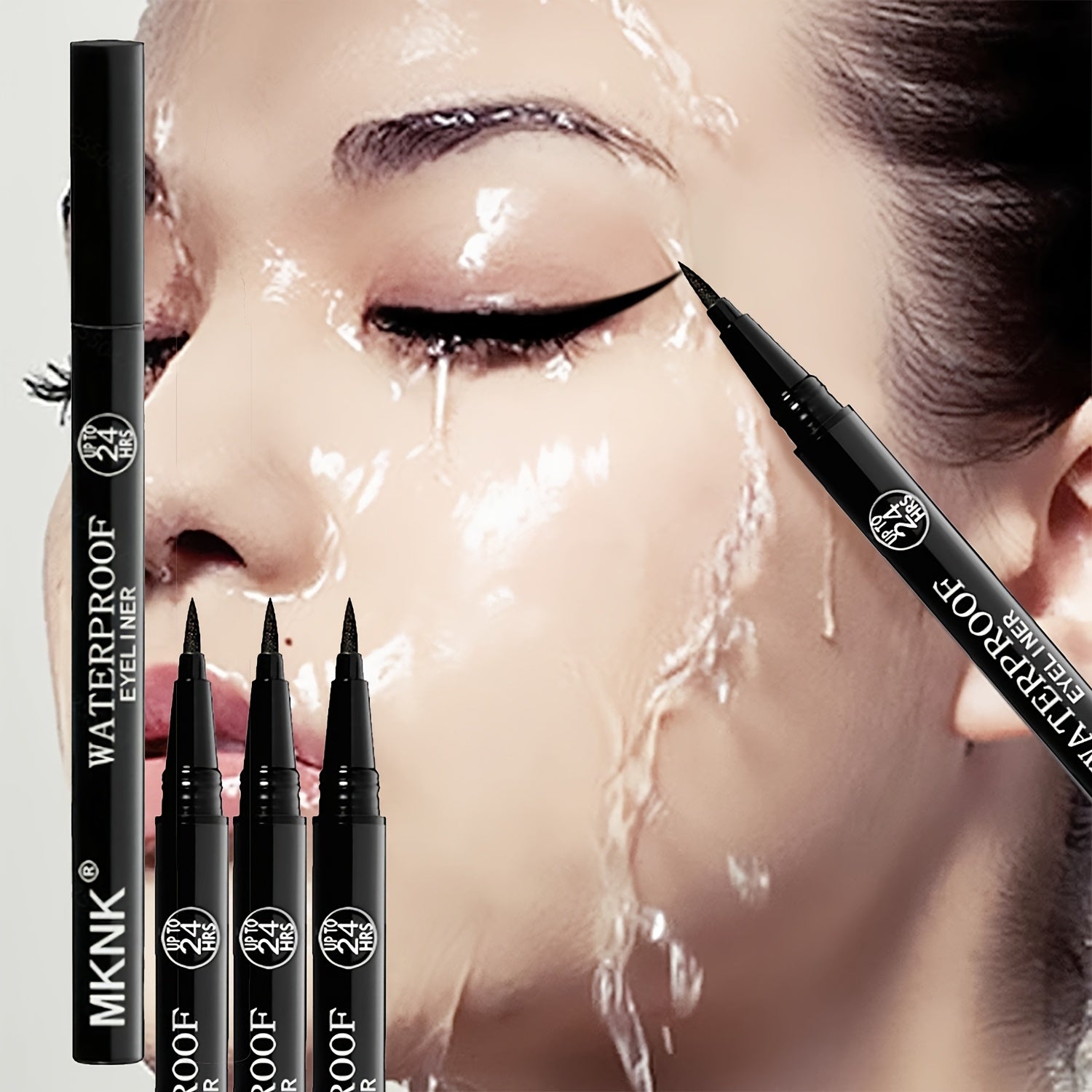 3Pcs Waterproof Liquid Eyeliner Pencil Set Black Smudge-Proof Long Lasting