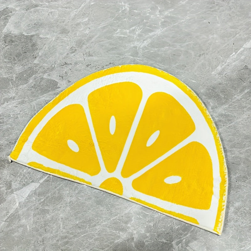 Half Round Lemon Doormat Water Absorbent Non-Slip Rug for Kitchen Bathroom Living Room