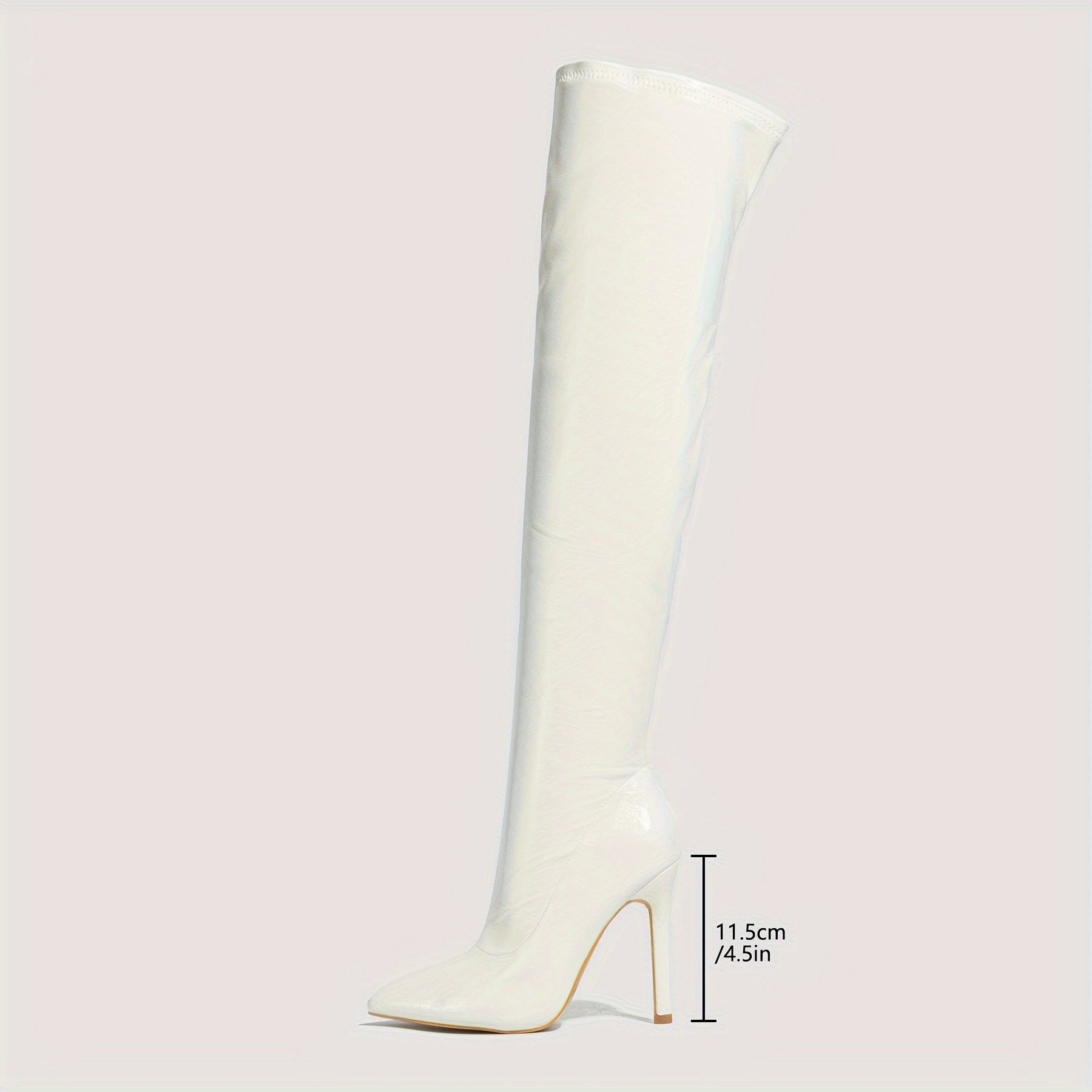 Women's Faux Leather Pointed Toe Stiletto Knee High Boots Black Winter