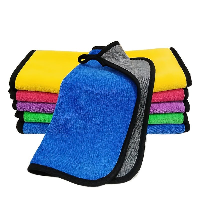 Set of 3 or 6 Thickened Coral Fleece Car Towels for Cleaning and Drying