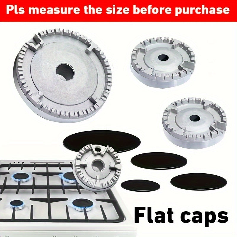 4-Pack Aluminum Alloy Gas Stove Knob Covers and Burner Caps Set for Gas Ranges
