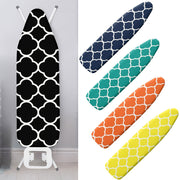 Qora va oq marokash shablonli temir taxtasi qopqog'i, elastik chekkalar va changga qarshi himoya bilan