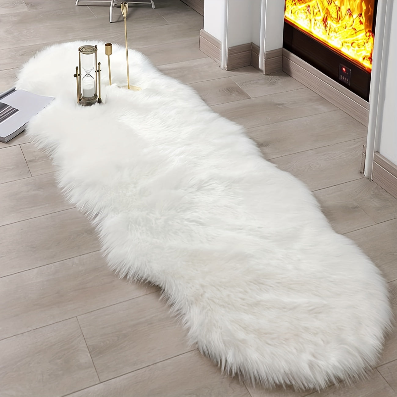 Soft Sheepskin Carpet Non-Slip Artificial Fur Rug for Bedroom Living Room