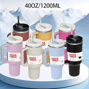 40oz Stainless Steel Travel Mug with Lid and Straw Double Wall BPA-Free Shatterproof Oval Design