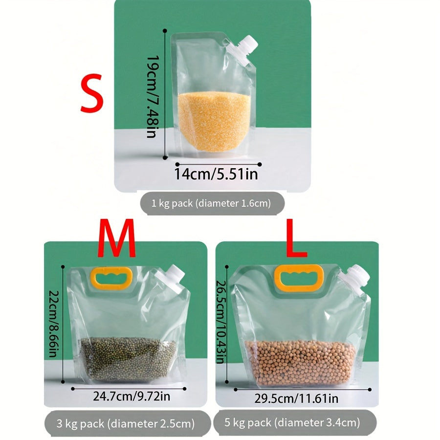 Besh marta ishlatiladigan oziq-ovqat saqlash sumkalari vakuum muhr bilan, namlikka chidamli texnologiya, don, un va loviya yangiligi uchun mukammal. BPA-free plastikdan tayyorlangan bu sumkalar qo'l bilan yuvilishi mumkin va ajoyib oshxona tartibgohi.