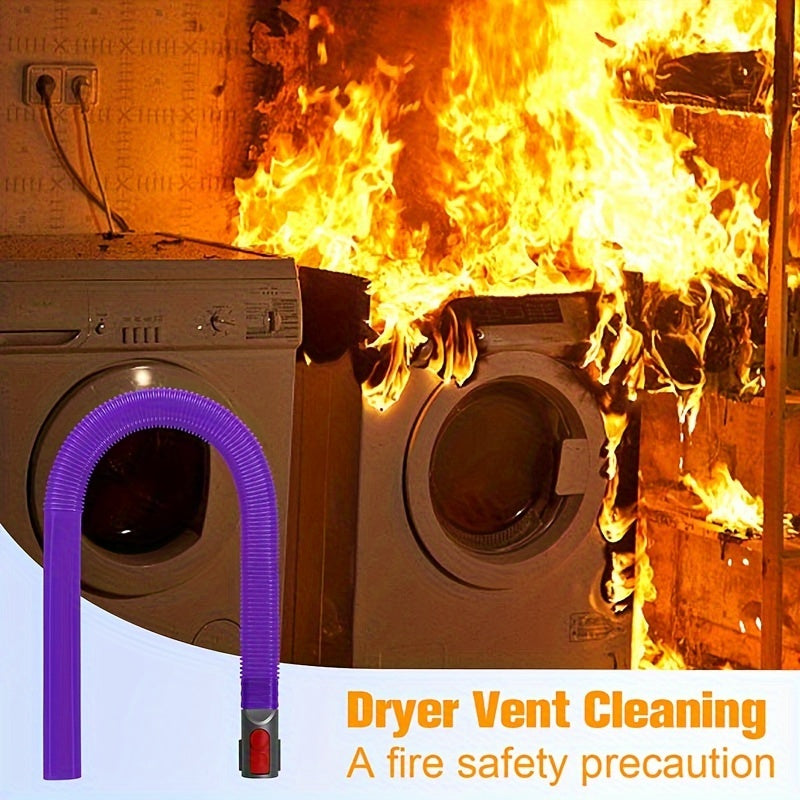 "Dryer Vent Cleaner Kit" vakuum quvuri Dyson V15, V12, V11, V10, V8, V7, V6 vakuum tozalagichlari bilan ishlash uchun mo'ljallangan. Lint tozalagich va quruq lint vakuum quvuri qo'shimchasi kiradi.