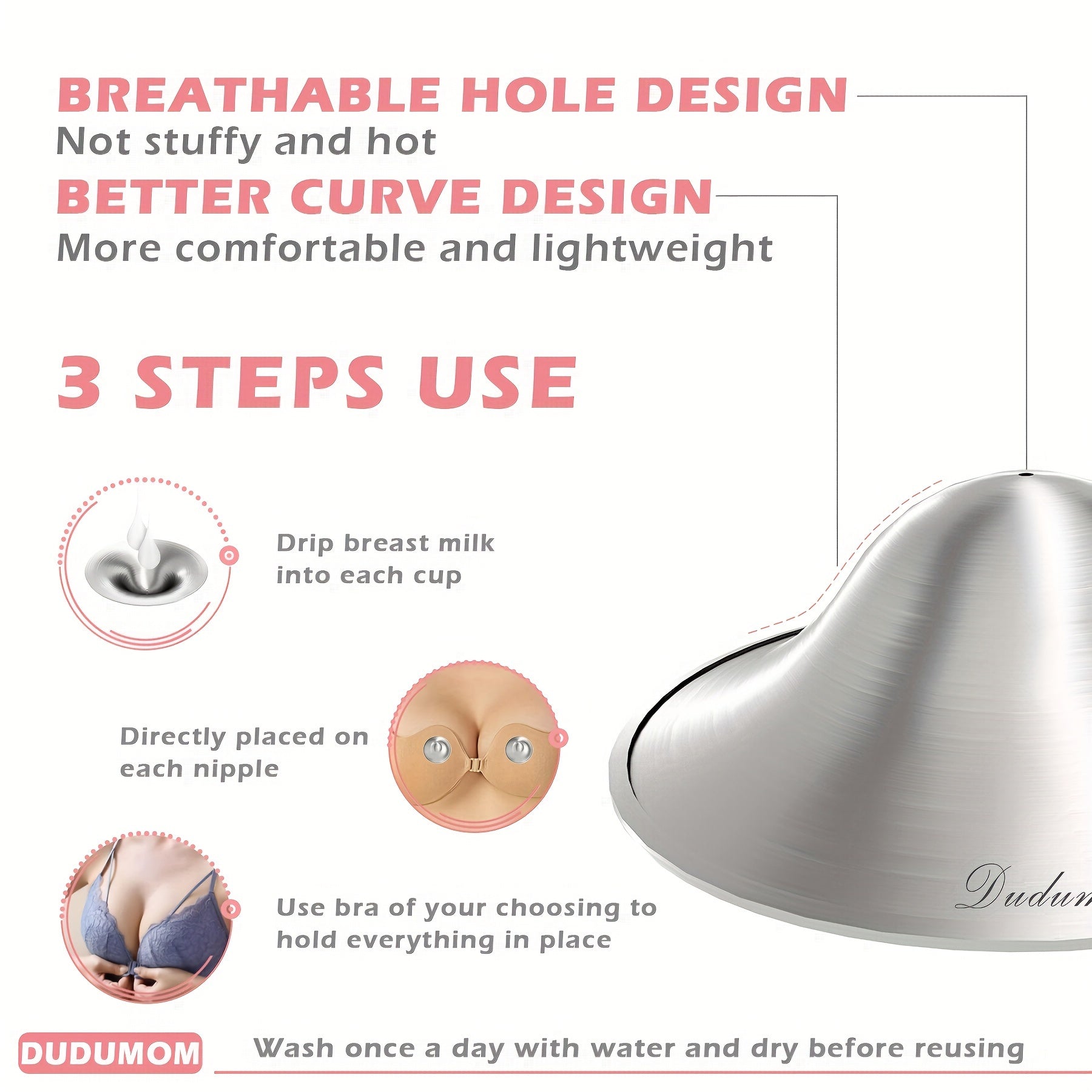 Set of Two Silver Nursing Cups Nipple Shields for Breastfeeding