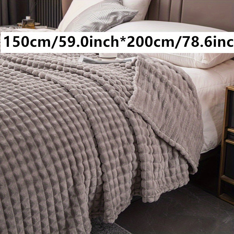 Manta de cama de piel de conejo con patrón de grano de maíz, suave y acogedora, para mascotas y hogar