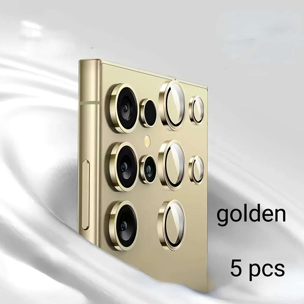 Set of 3 Camera Metal Rings and Tempered Glass Lens Protectors for Samsung Galaxy Models