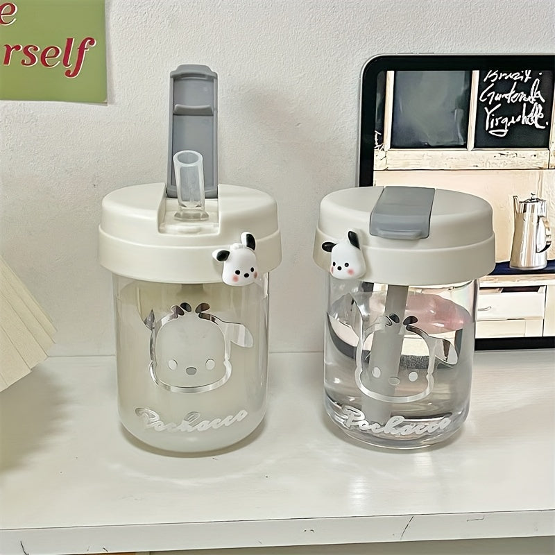 Mini Portable Water Bottle with Straw Oval Shape for Travel PVC Free