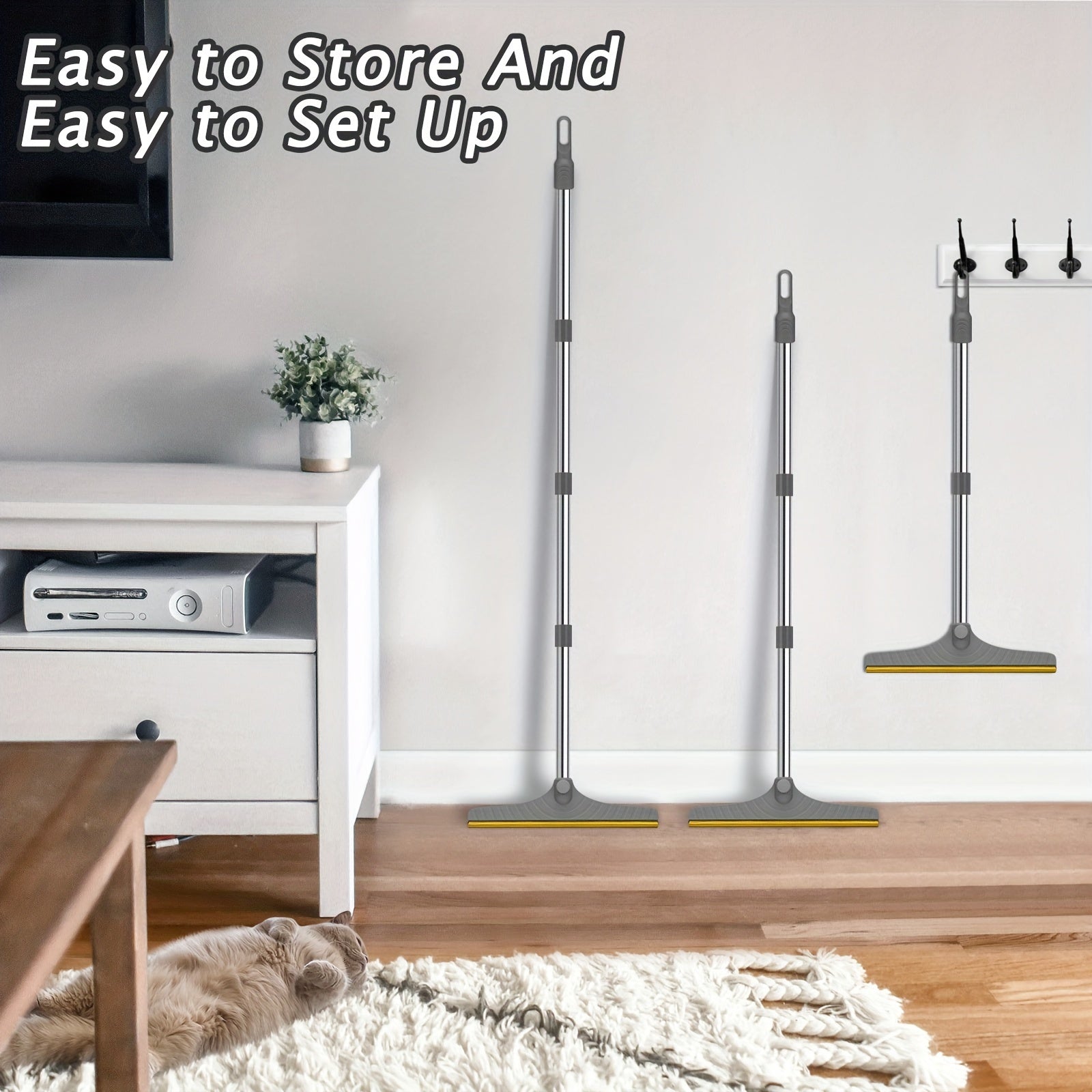 Kengaytiriladigan metall uy hayvonlari sochlarini olib tashlash mopi yashash xonasi va yotoqxona uchun - o'rnatish va saqlash oson, gilamlar va pollarda it va mushuk sochlarini tozalash uchun mukammal.