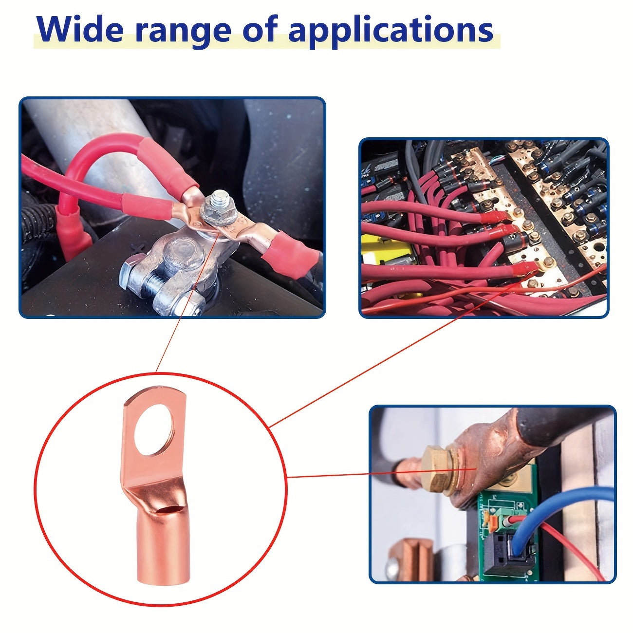 60PCS Battery Lug Ring Terminal Kit for Vehicles Ships Power Distribution