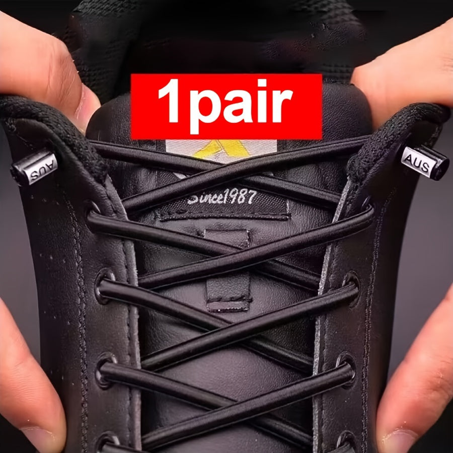 Unisex Elastic Flat Round Shoelaces Quick Lacing System for Sneakers