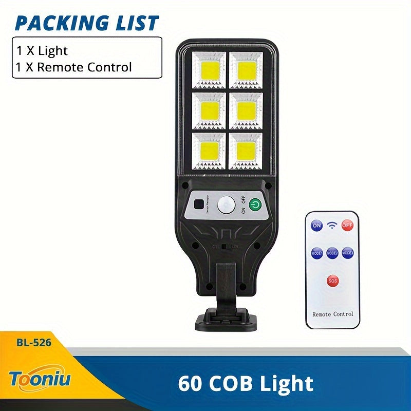 Solar-Powered Wall Light with Motion Sensor 3 Lighting Modes Remote Control Outdoor Patio