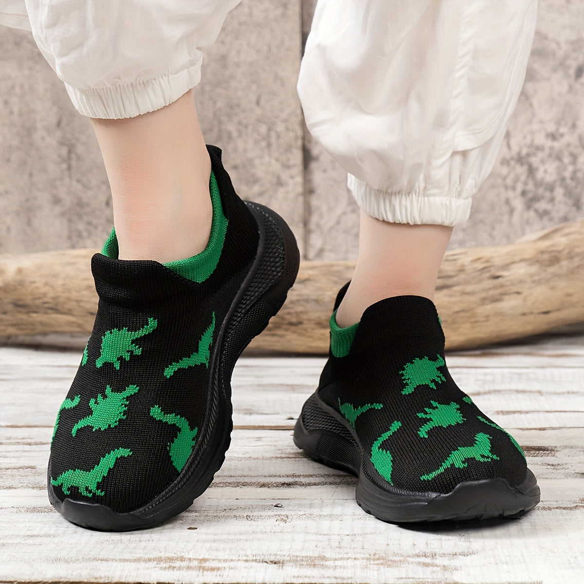 Kids' Sneakers Boys Girls Slip-On Casual Sports Embroidered Dinosaur Spider Thick Sole