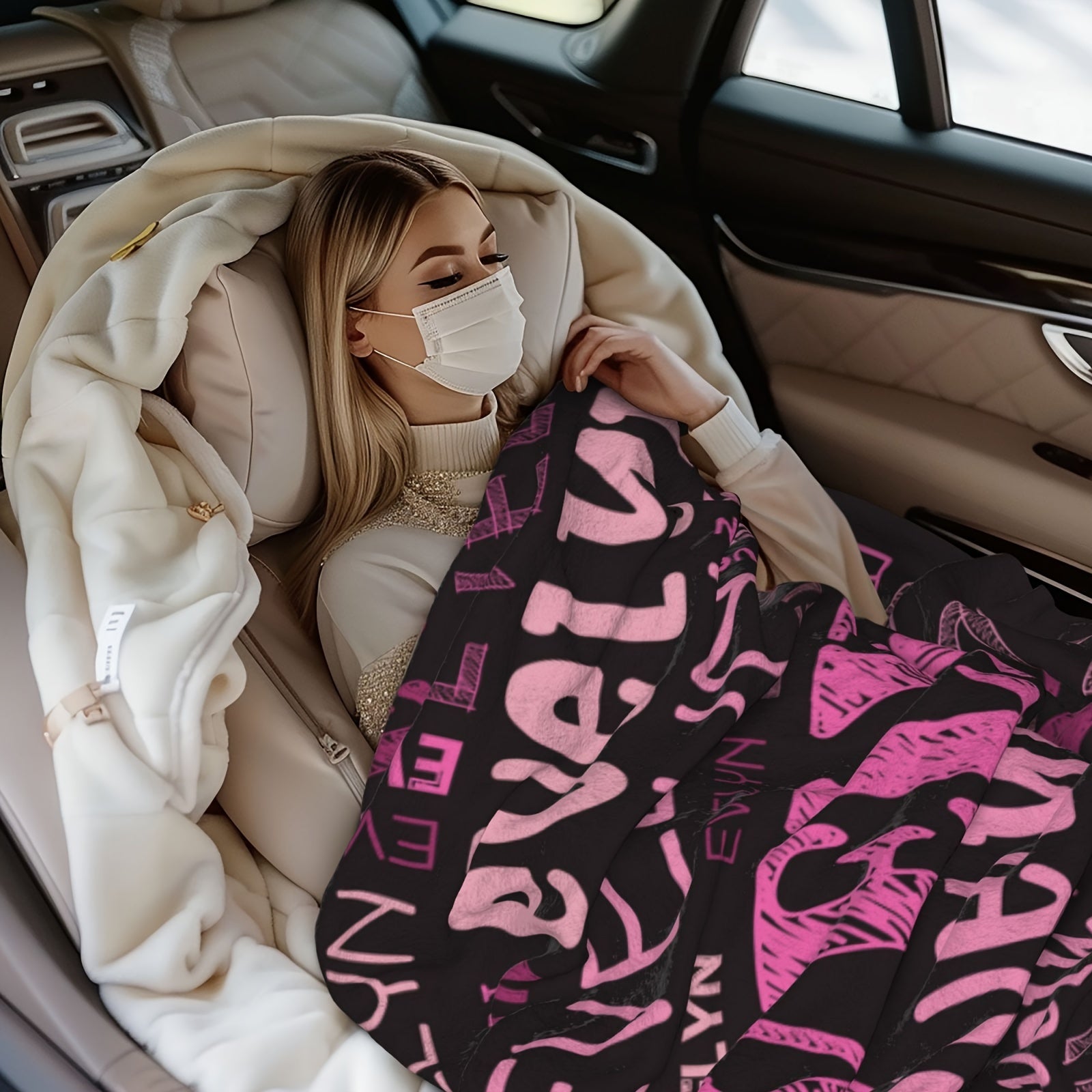 Personalized Flannel Blanket with Name Soft 100% Polyester for Adults Home Travel